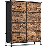 SONGMICS Dresser for Bedroom, Chest of Drawers, Steel, MDF, 8 Non-Woven Fabric Drawers, Storage Organizer Unit, Closet, Entry