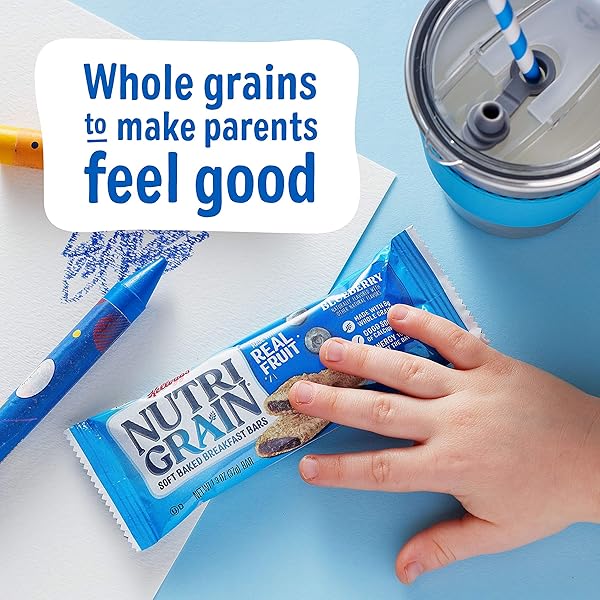 NUTRI-GRAIN BREAKFAST BARS, MADE WITH 10G WHOLE GRAINS, SNACK BARS, BLUEBERRY, 10.4OZ BOX (8 COUNT)