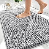 OLANLY Thick Chenille Bathroom Rugs 30x20, Soft Absorbent Bath Mat, Grey | Bath Rugs, Rubber Backing, Machine Wash Dry, Bath 