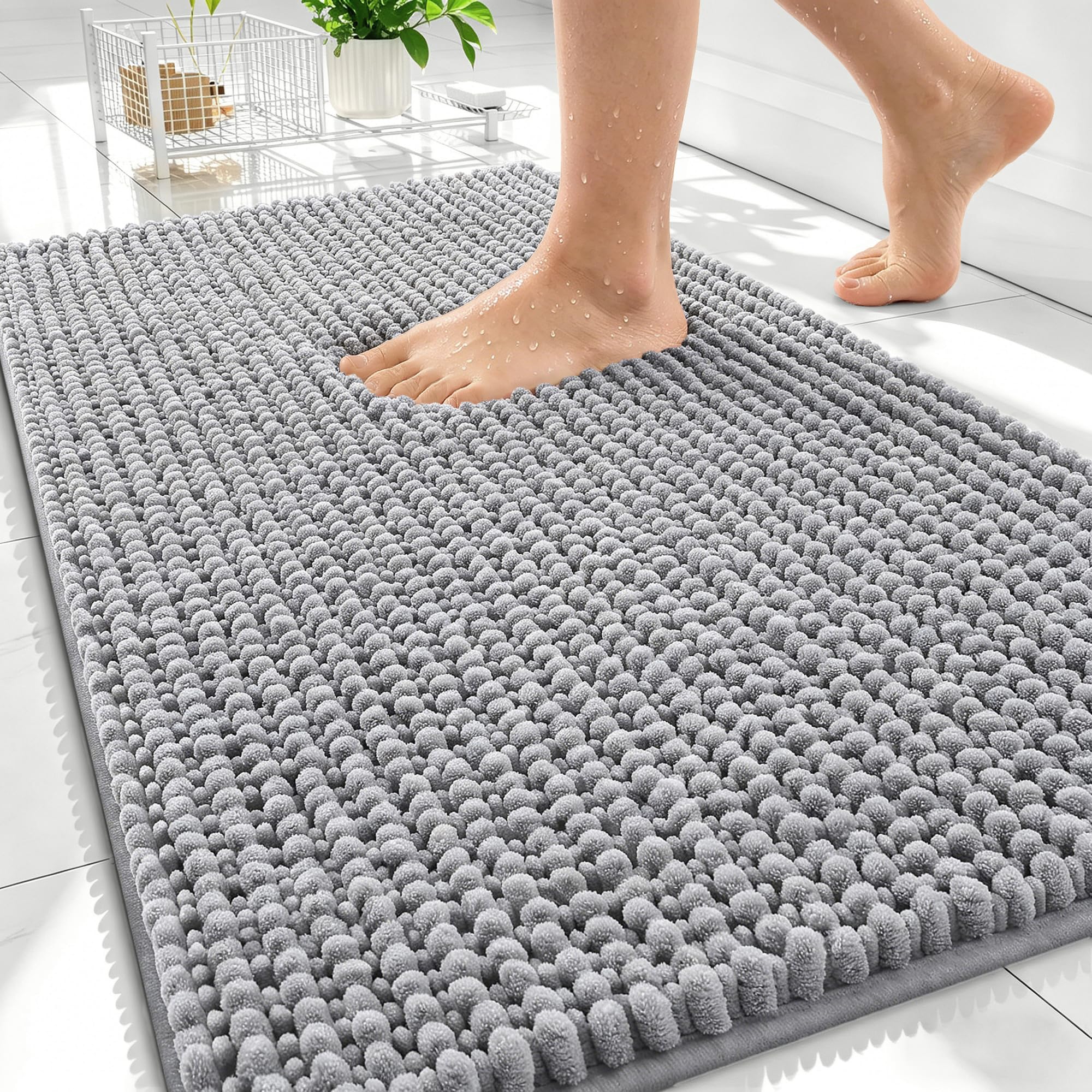 Ultra-plush grey chenille texture