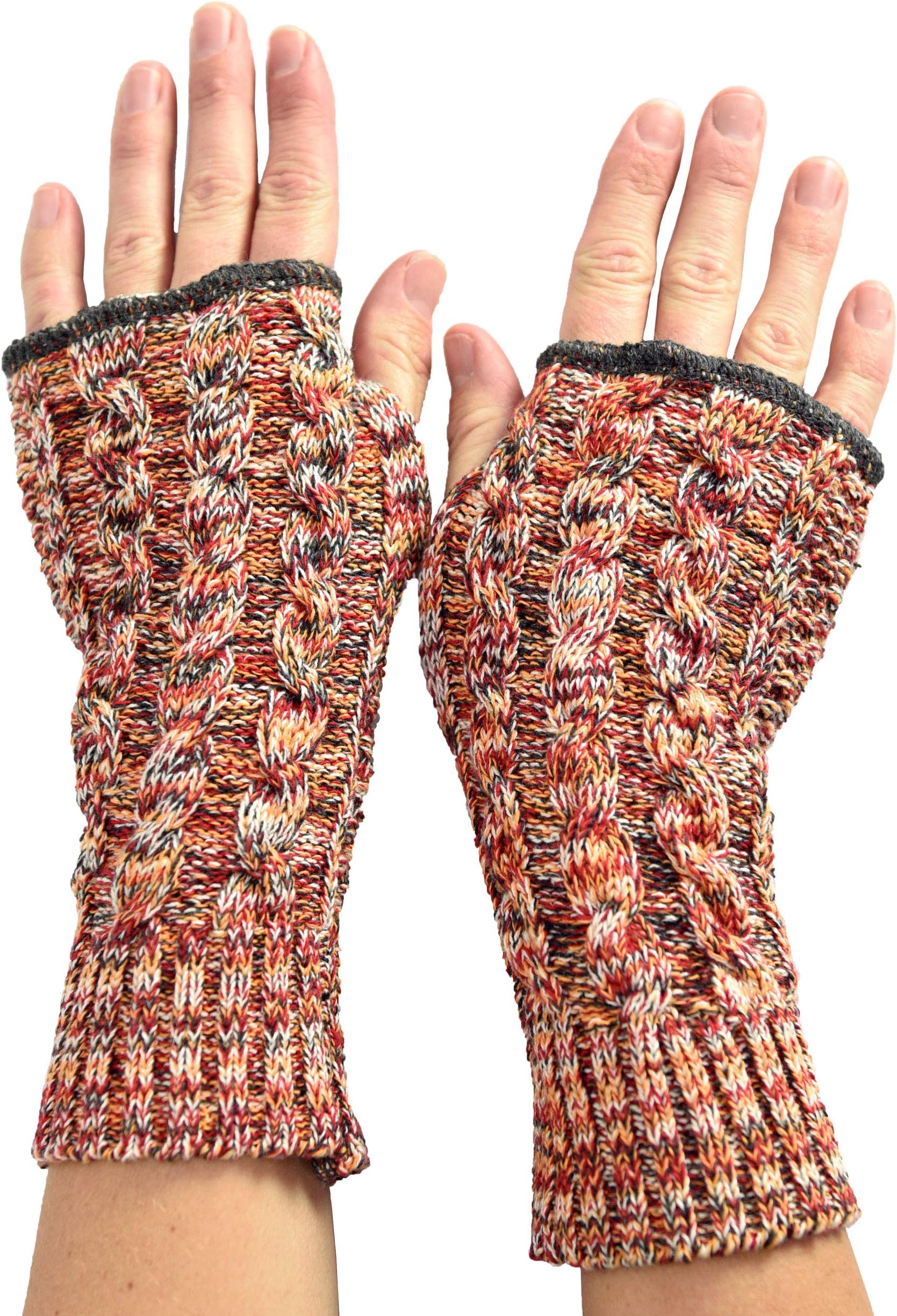 Women's Recycled Cotton Hand Warmer Fingerless Gloves One Size