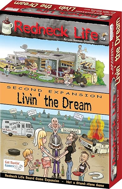 Amazon Com Gut Bustin Games Livin The Dream Redneck Life Board Game Expansion 2 Board Games Toys Games