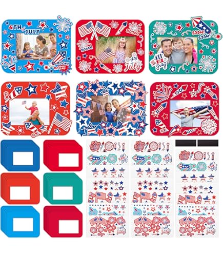 12 Sets 4th Of July Crafts Kits DIY Patriotic Red White Blue Star Foam Wreath Signs Ornaments For Kids Independence Day Party Favors Gift Exchange Activities 476087257871728640
