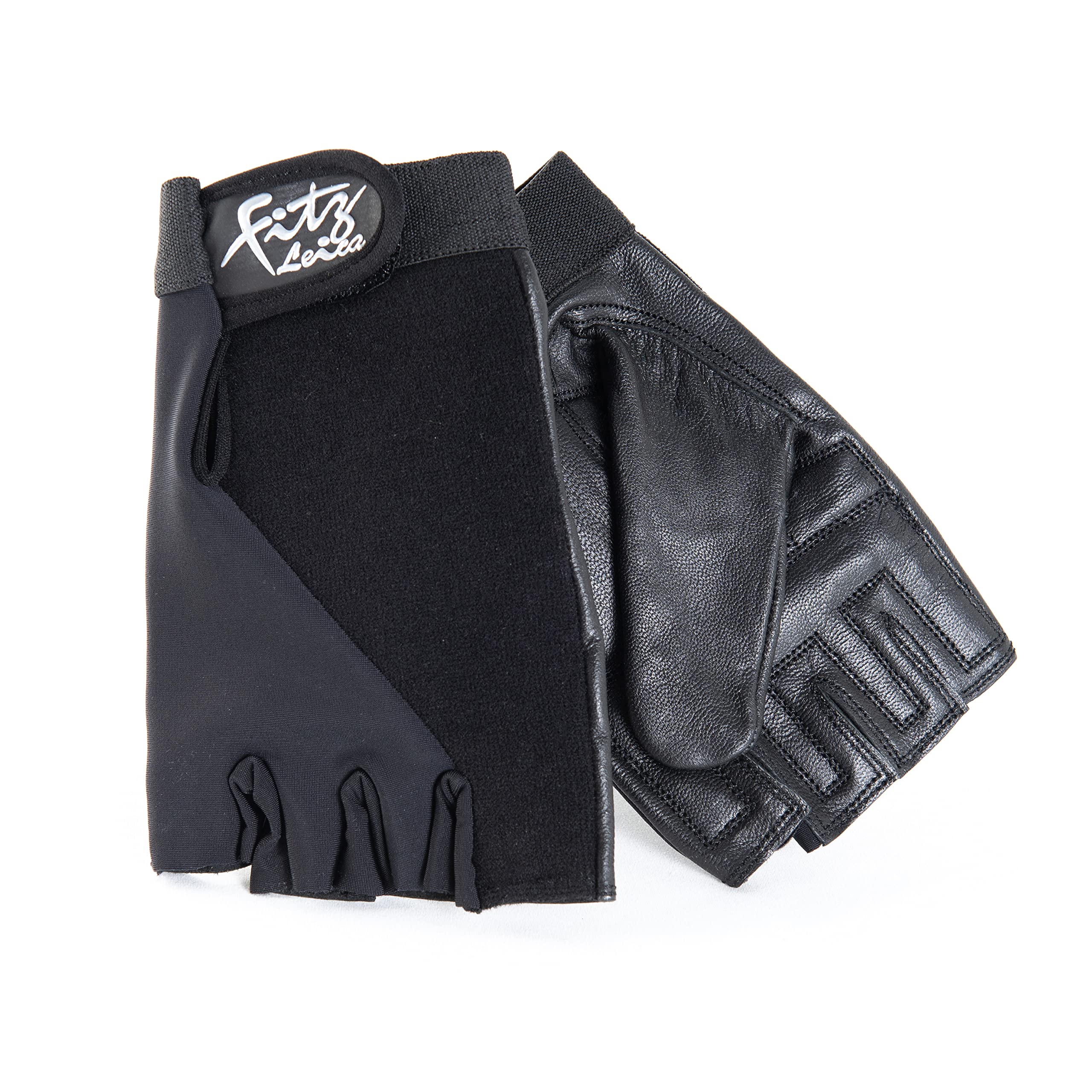 Kozee Komforts Leather Wheelchair Gloves - Padded Half Finger Gloves for Wheelchair Users - Ideal for Sports, Racing, Gym Workouts - Hook and Loop Wrist Fastening - Machine Washable - Extra Large