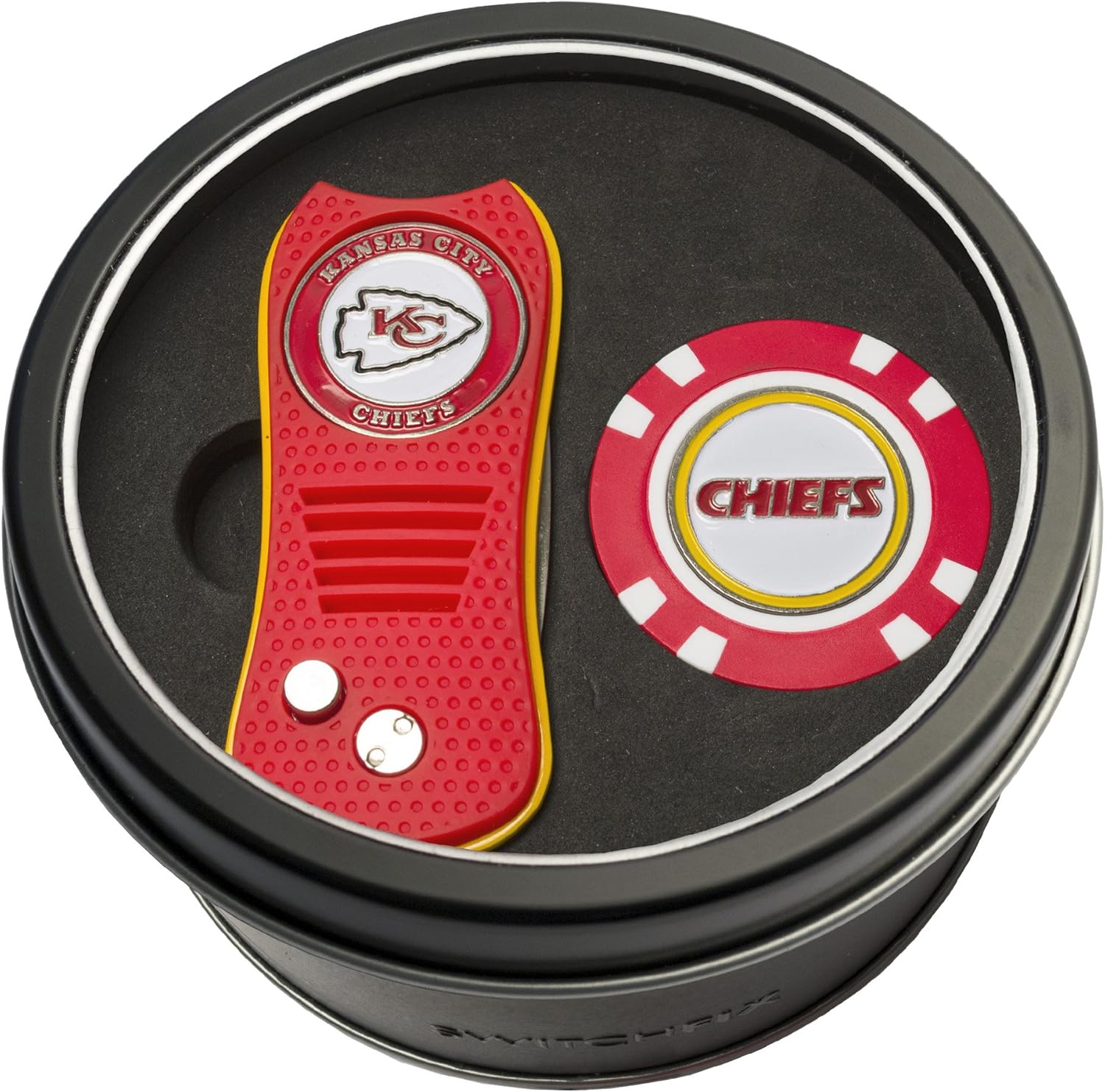 Team Golf NFL Gift Set Switchblade Divot Tool & Chip, Includes 2 Double-Sided Enamel Ball Markers, Patented Design, Less Damage to Greens, Switchblade Mechanism