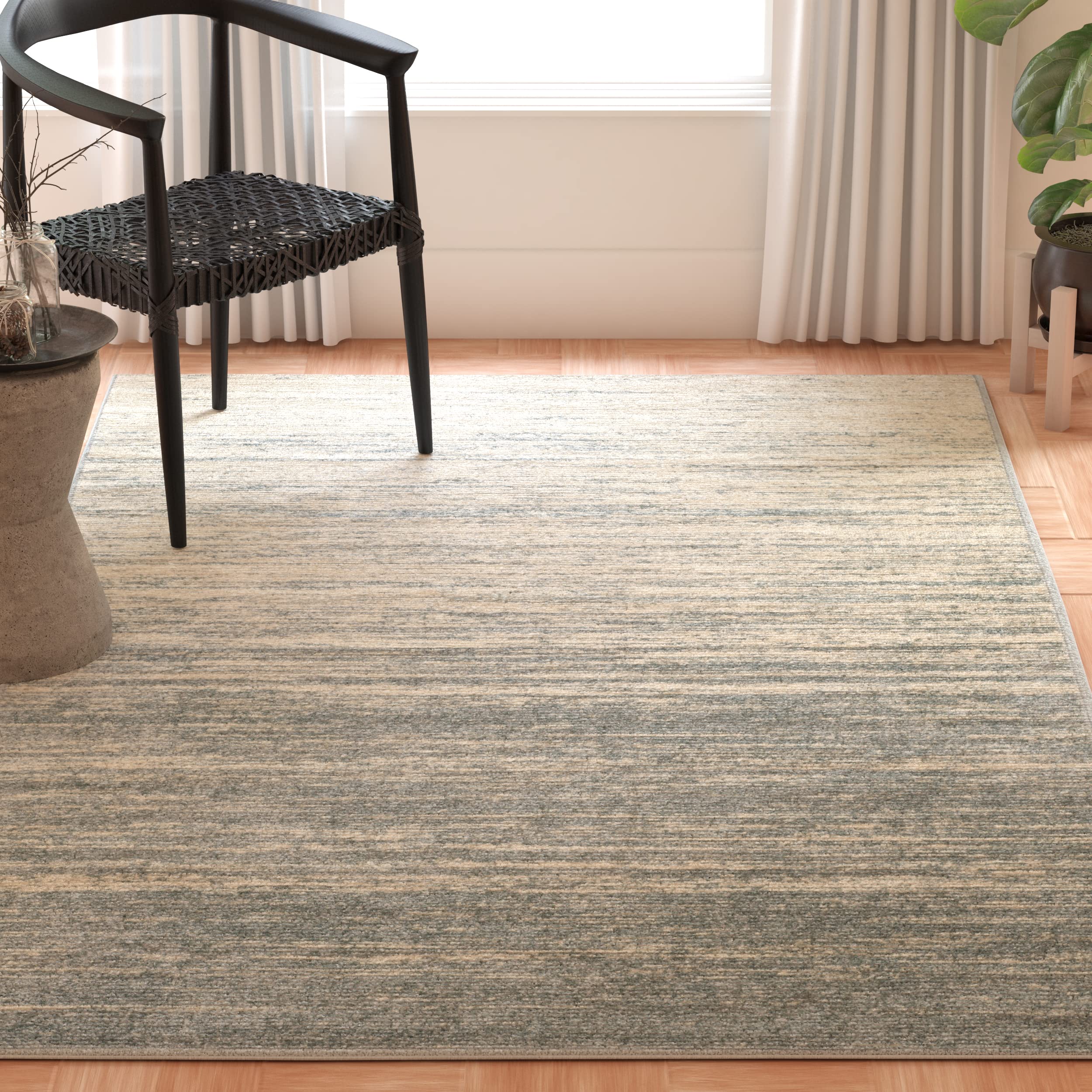 Safavieh Modern Ombre Rug for Living Room, Dining Room, Bedroom - Adirondack Collection, Short Pile, in Slate and Cream, 91 X 152 cm