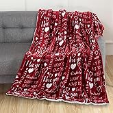 Elegant Comfort Valentine's Day Sherpa Fleece Throw Blanket for Couch - Soft and Warm Sherpa Backing Reversible Red Hearts Blanket Decor Gifts for Her, 50 x 60 inches, Love You Red