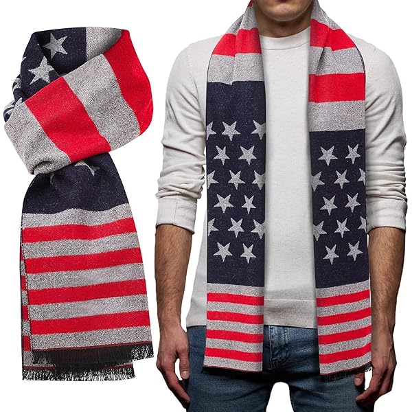 AZYOUNG USA Flag Men's Winter Warm Knitted Plant Cotton Plaid