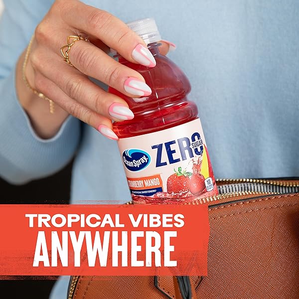 OCEAN SPRAY® ZERO SUGAR STRAWBERRY MANGO JUICE DRINK, STRAWBERRY MANGO JUICE DRINK SWEETENED WITH STEVIA, 10 FL OZ BOTTLE, 6 COUNT (PACK OF 1)