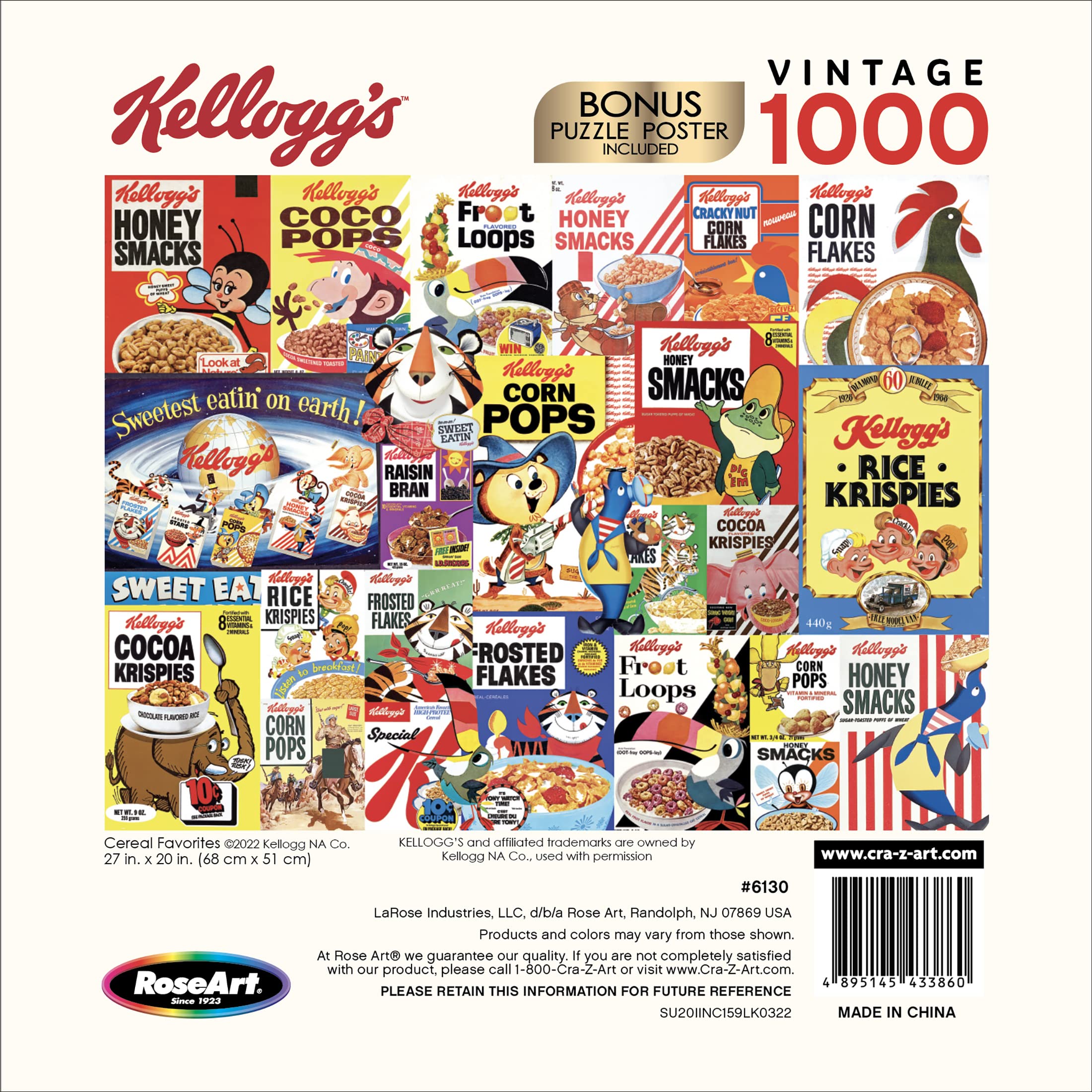 RoseArt - Kellogg's - Cereal Favorites - 1000 Piece Jigsaw Puzzles for Adults