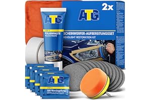 ATG Headlight Restoration Kit - Universal Car Headlight Cleaner and Restorer Kit - Headlight Restorer kit for Plastic car Hea