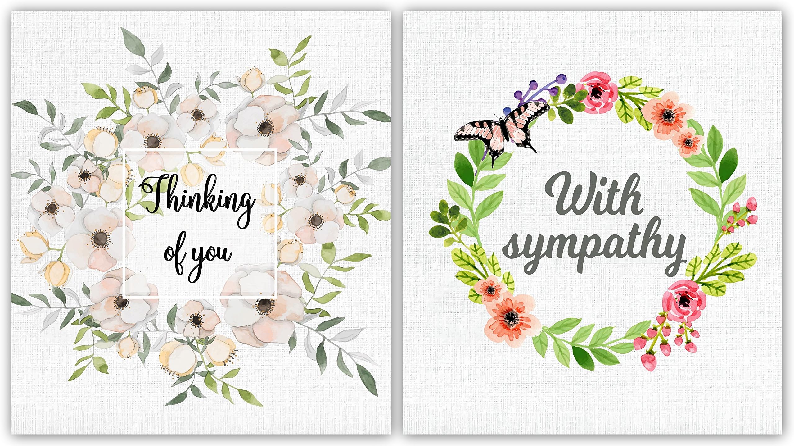 6 Thinking of You/Sympathy/Condolence Cards by Greetingles. with envelopes. Watercolour Design