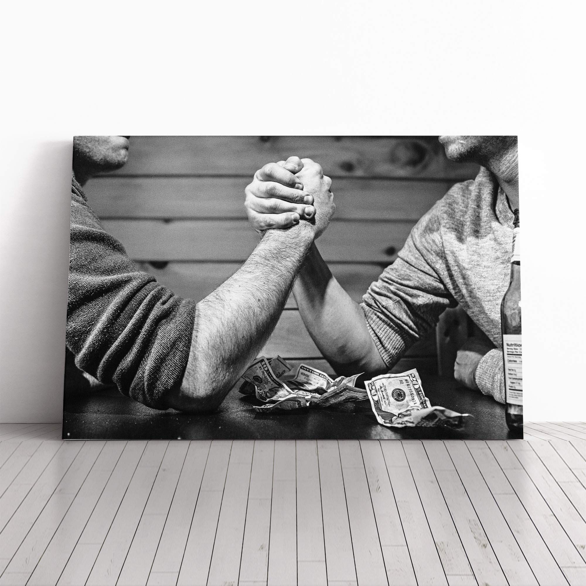 Arm Wrestling Canvas Print | Gallery Wrapped 30mm Frame Wall Art | 20x14 inches | Ready to Hang | Modern Picture | Living Room Bedroom Lounge Office