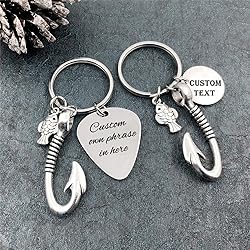 Kooer Personalized Fishing Keychain, Custom Fishing