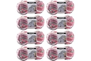 BAYEXY Chunky Chenille Yarn for Hand Knitting 8 Jumbo Pack Jumbo Chunky Yarn for Hand Soft Blanket Knitting, Bulky Thick Fluf