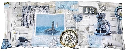 Körnerkissen Wärmekissen Dinkelkissen Maritim 50x20 weiß/beige/blau 100% Baumwolle 200g/qm