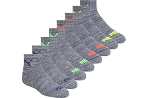 PUMA Boys 8-pack High Quarter Crew Socks, Everyday Wear, Extra Cushion & Arch SupportSocks