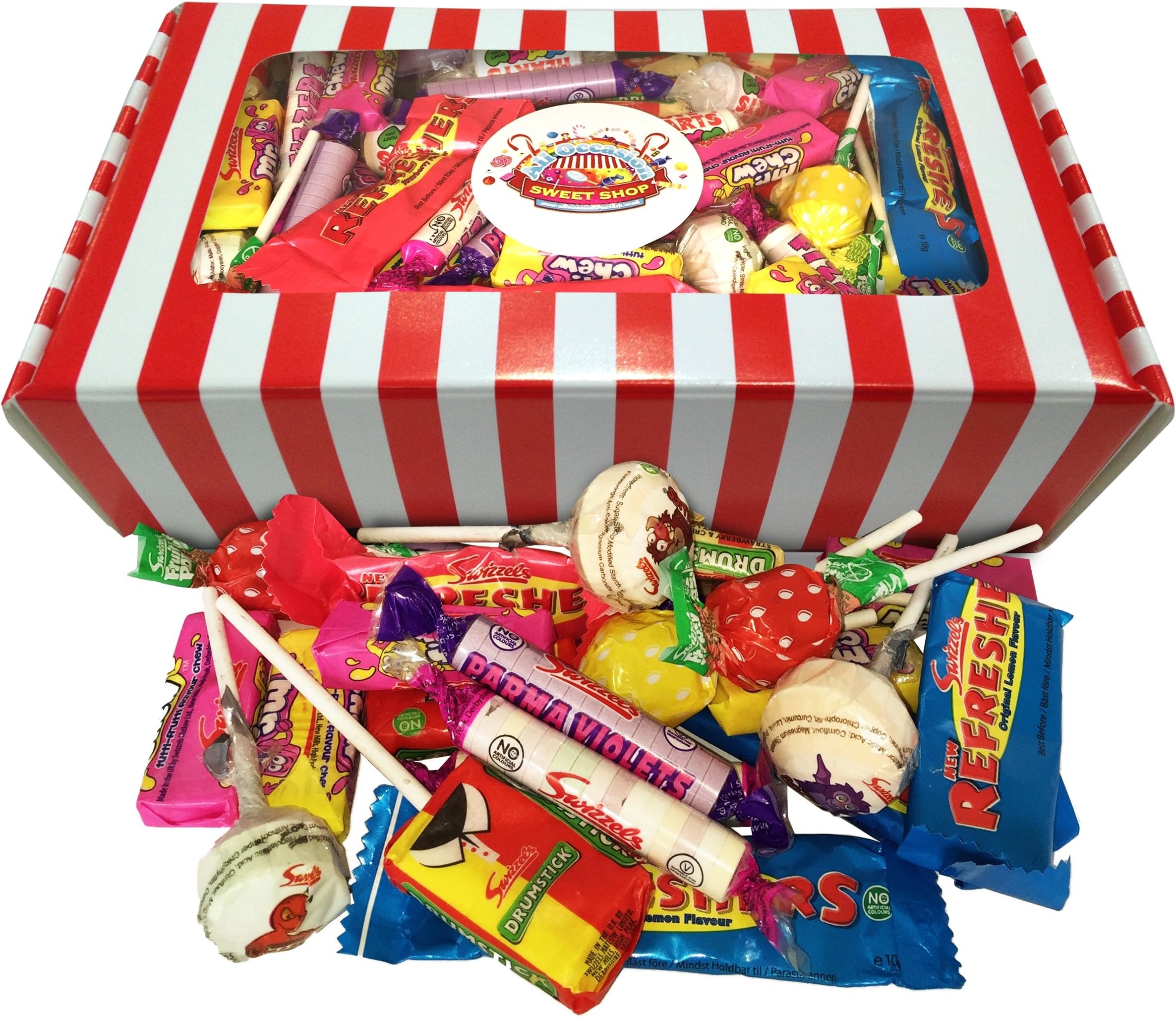 Wrapped Retro Sweets Selection Gift Box | 1.1KG of Retro Sweets | Candy Striped Hamper