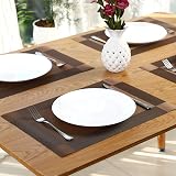 Miorkly Placemats and Coasters Set of 6 Dark Brown 45x30cm PVC Woven Vinyl view 6