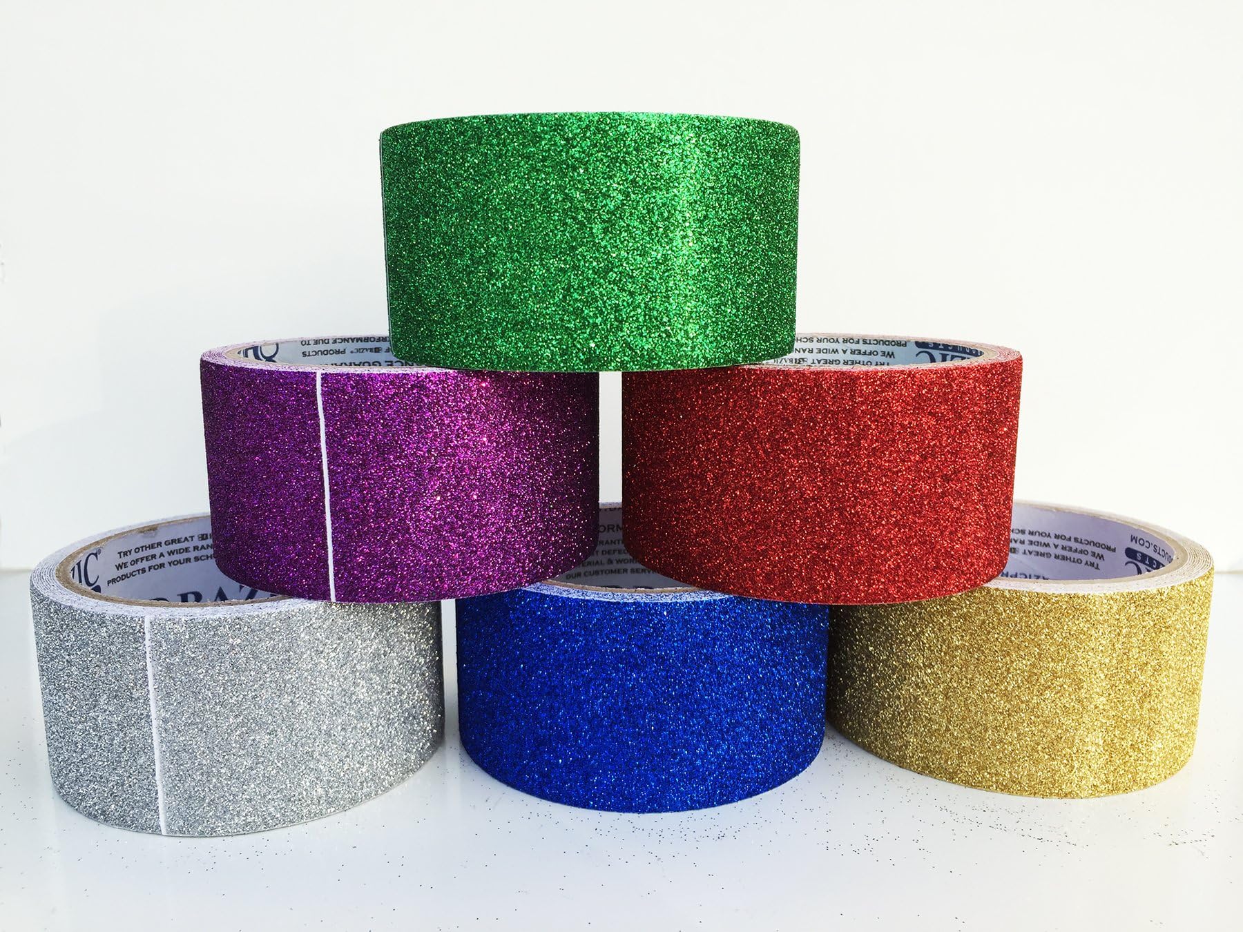 Fun and Beyond 6 Rolls Variety Assorted Color Pack 1.88" Sparkle Glitter All Purpose Duct Tape, Decorative, Packaging Art and Craft Ect.