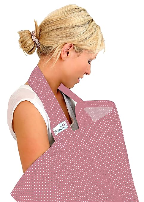 BebeChic * Top-Qualität aus 100% Baumwolle * Stillen Abdeckung mit Entbeinen * Aufbewahrungstasche * - altrosa / weiß punkt