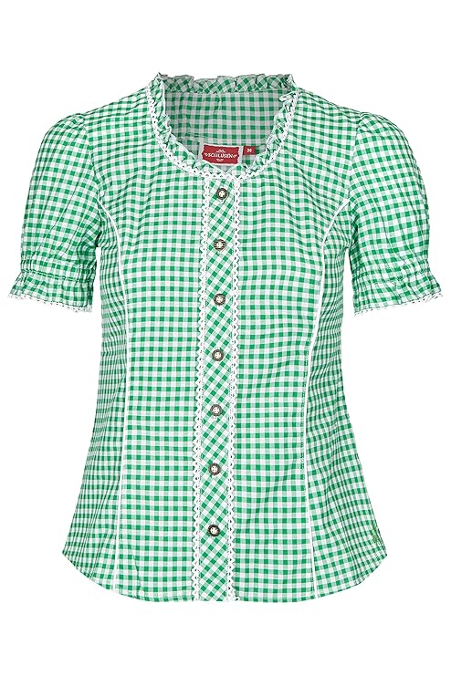 Damen Trachtenbluse Leni kariert Gr. 34-52 in 11 Versch. Farben