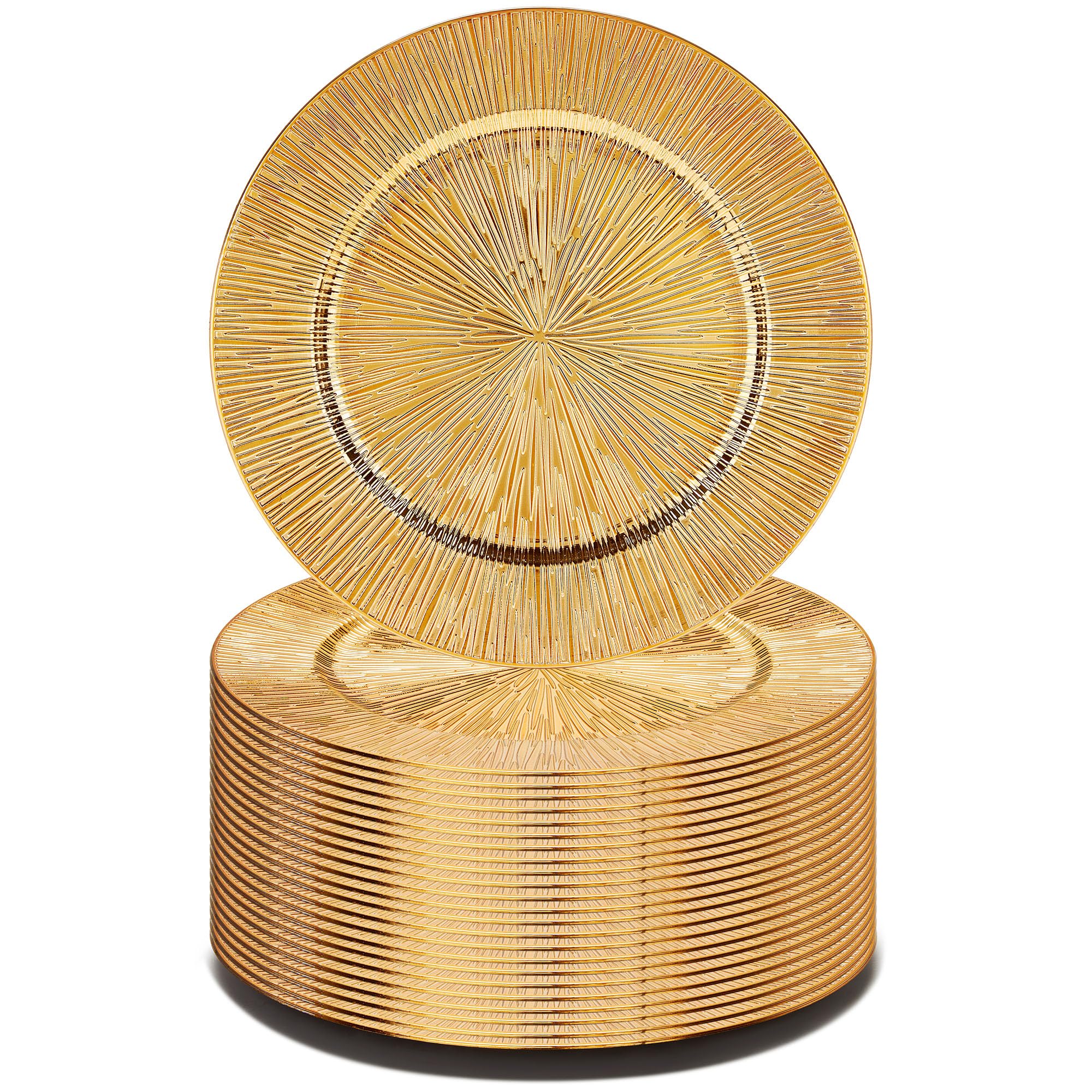 View 1 of **MISSING PARTS**Roncooker Value Set of 24 Charger Plates, Gold Plastic Dinner Chargers 13 Inch Multi-Use for Holiday Decor Restaurant Catering Special Events