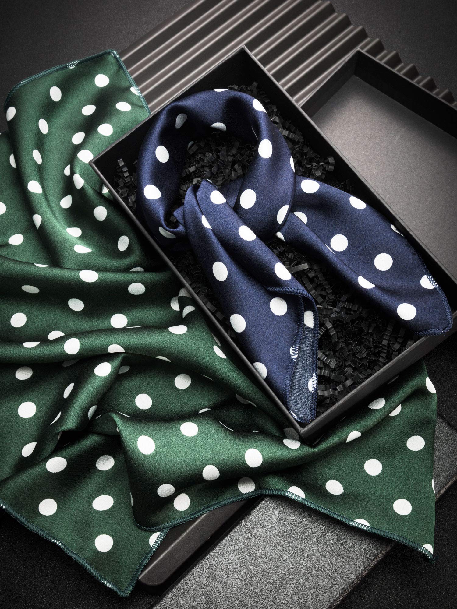 Zhanmai Satin Chiffon Square Scarf Head Scarf Polka Dot Vintage Style Zhanmai Satin Chiffon Square Scarf Head Scarf Polka Dot Vintage Style