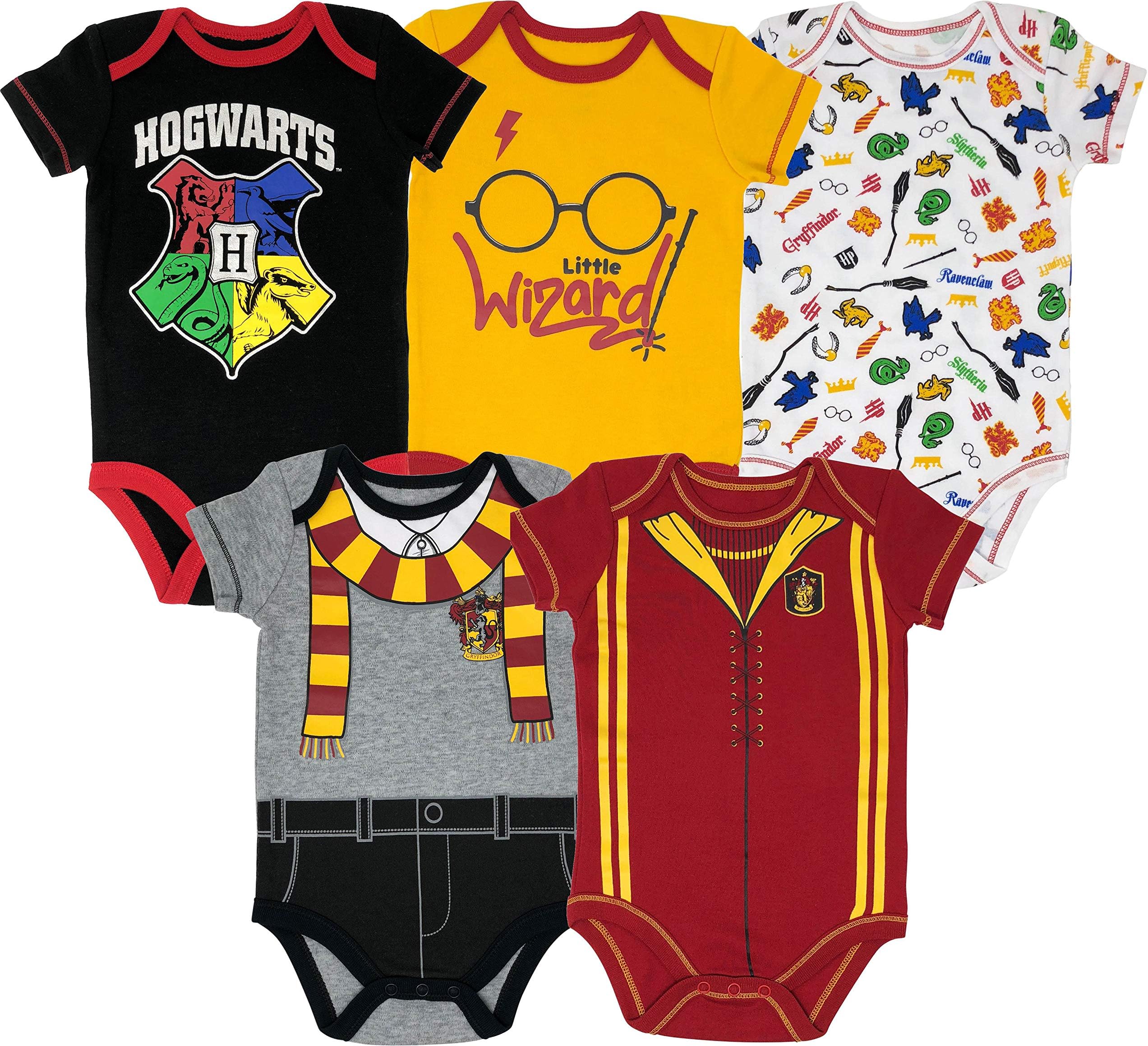 Warner Bros. Harry Potter Baby Boys' 5-Pack Bodysuits Hogwarts Gryffindor