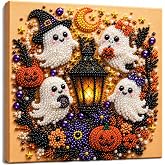 Diamond and Pearl Art Kits for Adults, Halloween Decorations, Framed Decor | DIY Halloween Decorations Indoor, 10 x 10 in, Framed Halloween Wall Decor, Halloween Craft Gift for Adults (Ghost 1)