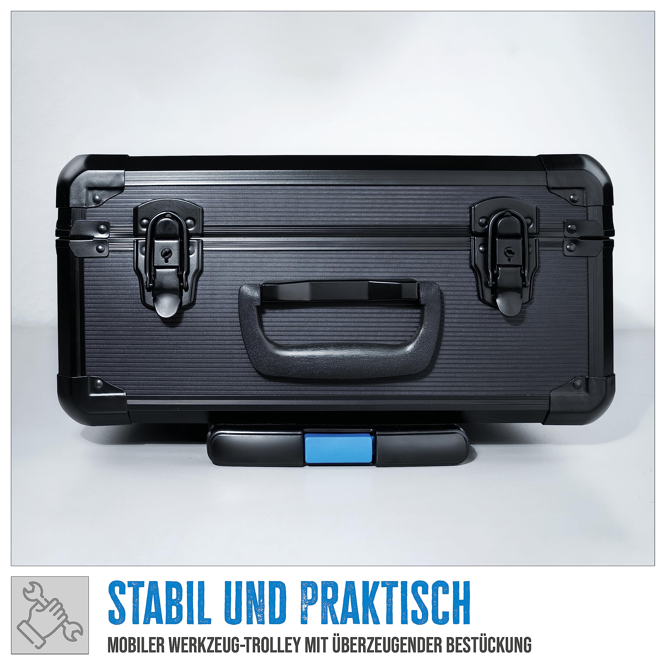 Güde 39004 Werkzeug-Trolley GWZT 500 (500-teiliges Werkzeugset aus Chrom-Vanadium- und Carbon-Stahl in praktischem Rollkoffer) Blau Schwarz 2