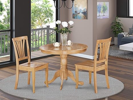 Amazon Com East West Furniture Dining Room Table Set 2 Wonderful Wood Chairs A Beautiful Round Dining Table Wooden Seat And Oak Dining Table Furniture Decor