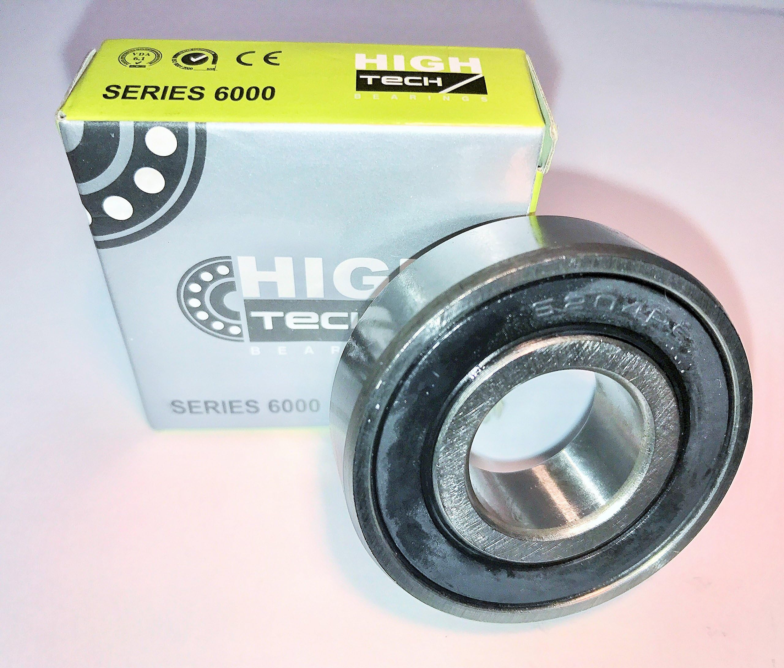 6204-2RS/C3 - Deep Groove Ball Bearing, High Tech Bearings, 20x47x14 mm, C3 Clearance, Metric, Steel Cage, Rubber Double Sealed, Pre-Lubricated