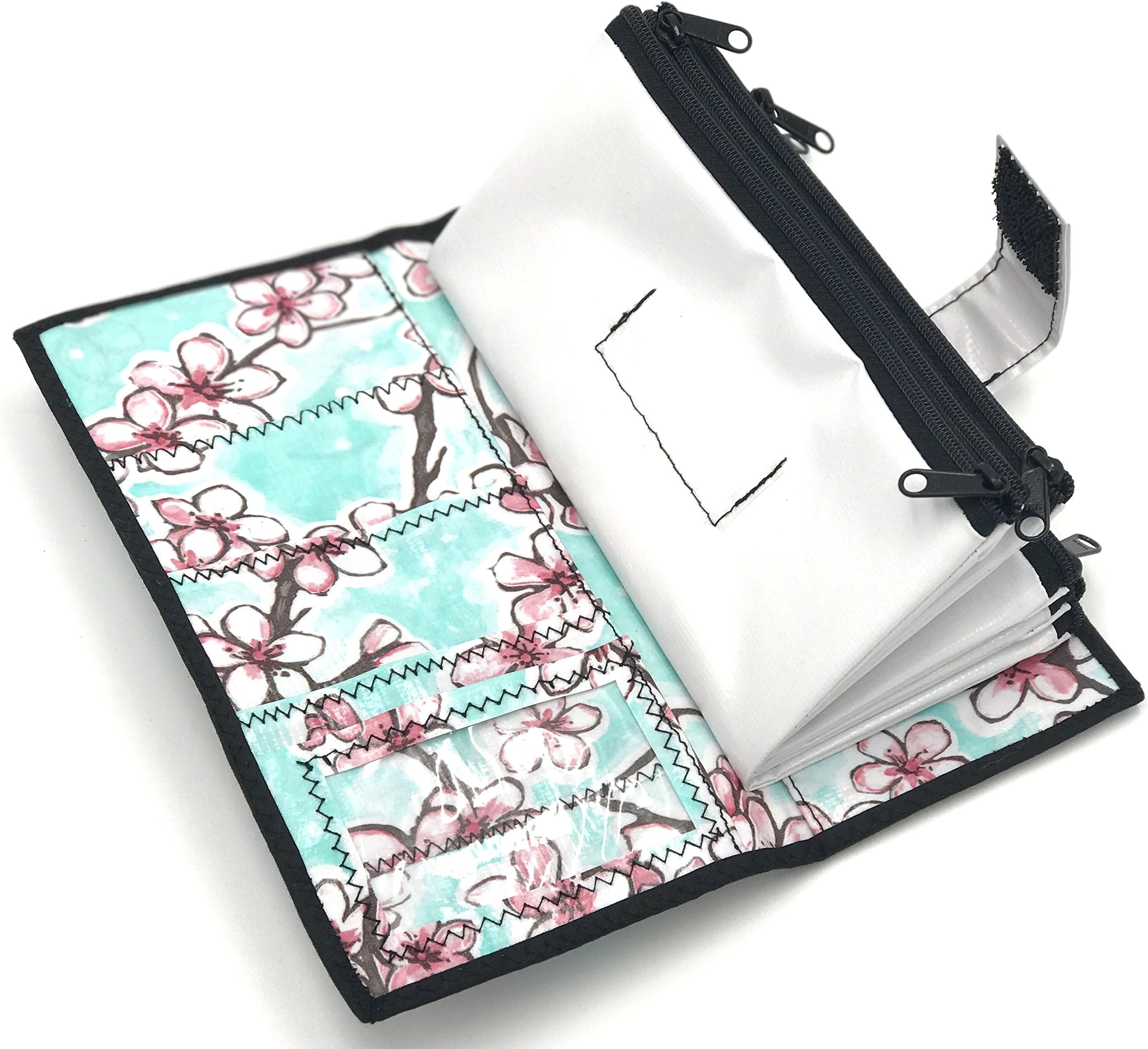 Cute White Floral Oilcloth Envelope System Wallet for Cash Budgeting and Extreme Couponing