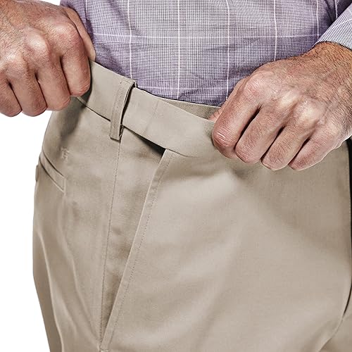 Haggar mens Premium No Iron Khaki Classic Fit Expandable Waist