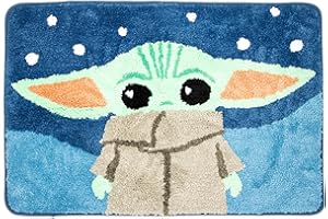 Jay Franco Star Wars The Mandalorian Blue Space Tufted Polyester Bath Rug, Kids Bath Features Baby Yoda Grogu (Official Star Wars Product)