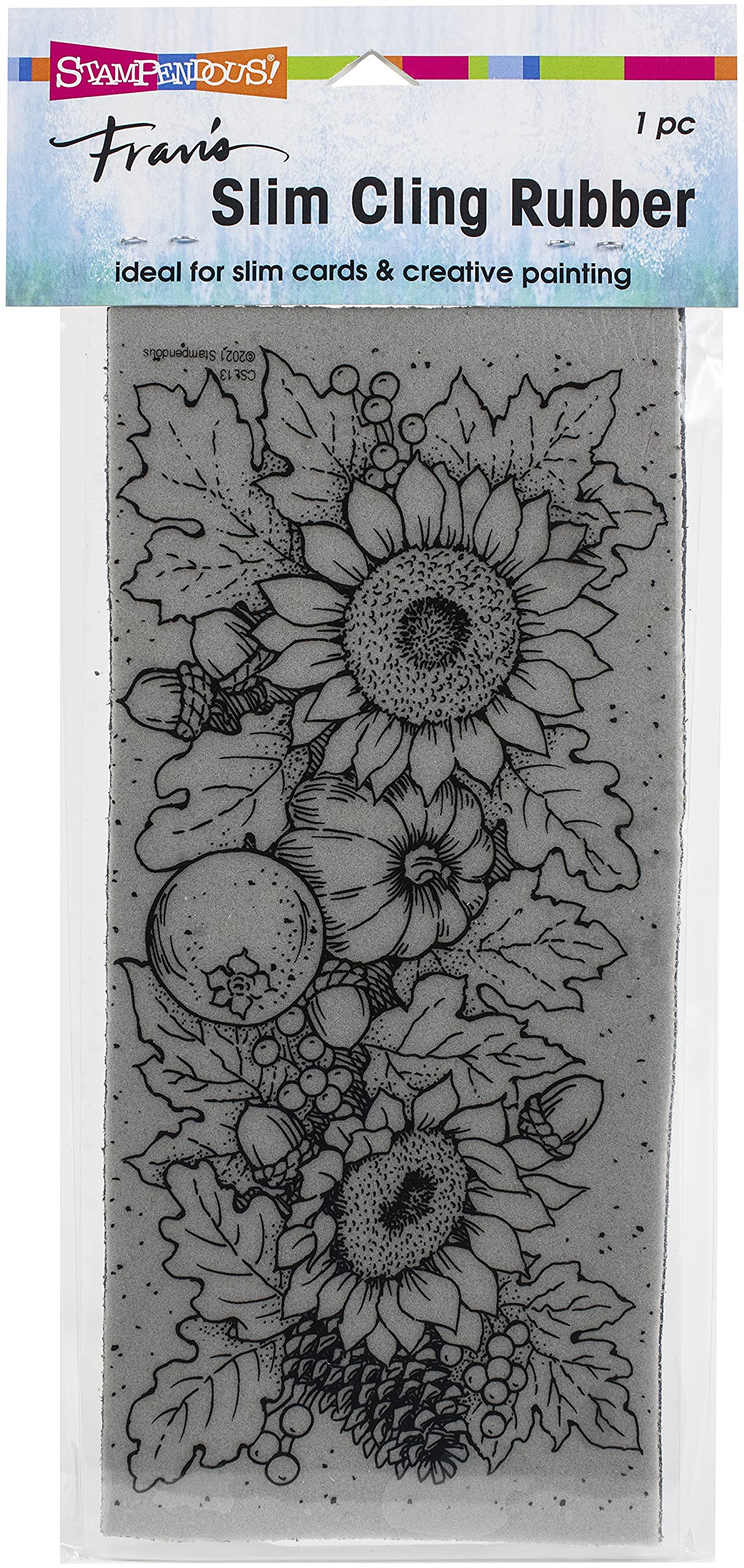 Slim Fall Sunflowers Cling Rubber Stamp