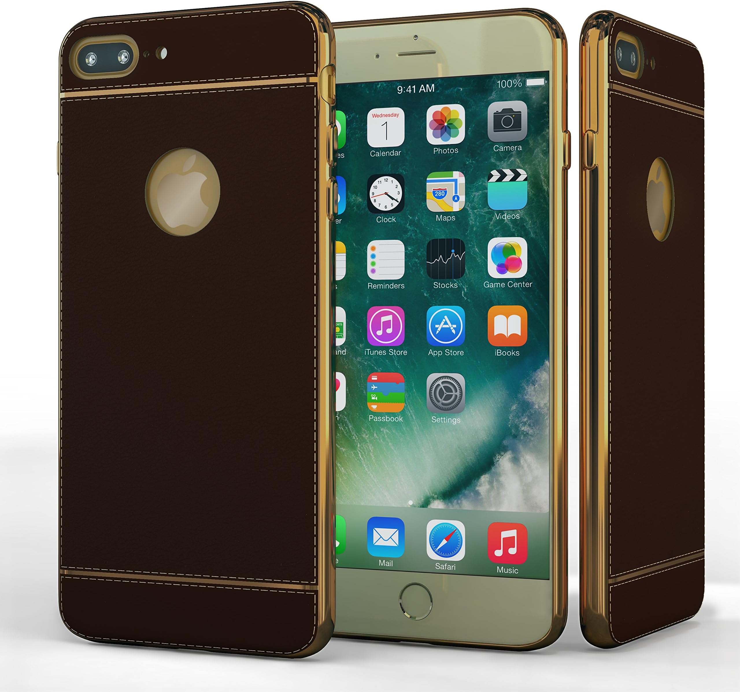 Dark brown iPhone 7 Plus Waterproof iPhone Case- Minimalist, Slim Fit, Shock- Absorbing Smart Protection Case for Apple iPhone 7- Flexible Slide-Proof, Anti-Drop Silicone iphone 7 Cover