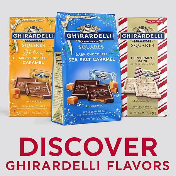 GHIRARDELLI HOLIDAY DARK CHOCOLATE SEA SALT CARAMEL SQUARES – LIMITED EDITION INDIVIDUALLY WRAPPED HOLIDAY CANDY, 9 OZ BAG