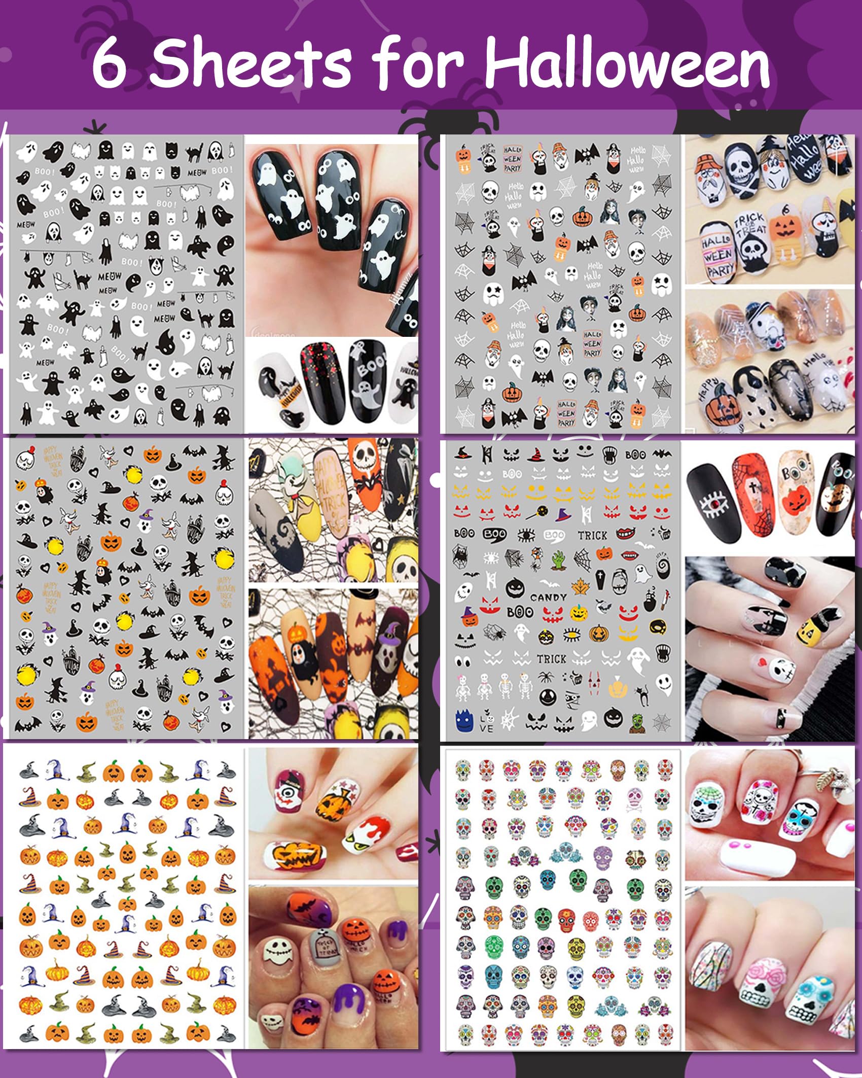 TailaiMei 30 Sheet All Holidays Nail Art Stickers, Christmas Mixed Seasons Variety Pack for Valentine's Day Halloween Fall Nail Decals, Self-Adhesive Year-Round Thanksgiving Nail Decorations - Image 2