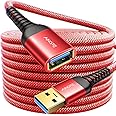 AINOPE USB Extension Cable,USB Extender,USB 3.0 Extension Cable, Male to Female Cord High Data Transfer Compatible with Webcam,USB Keyboard,Flash Drive,Hard Drive,Printer,10FT,Red