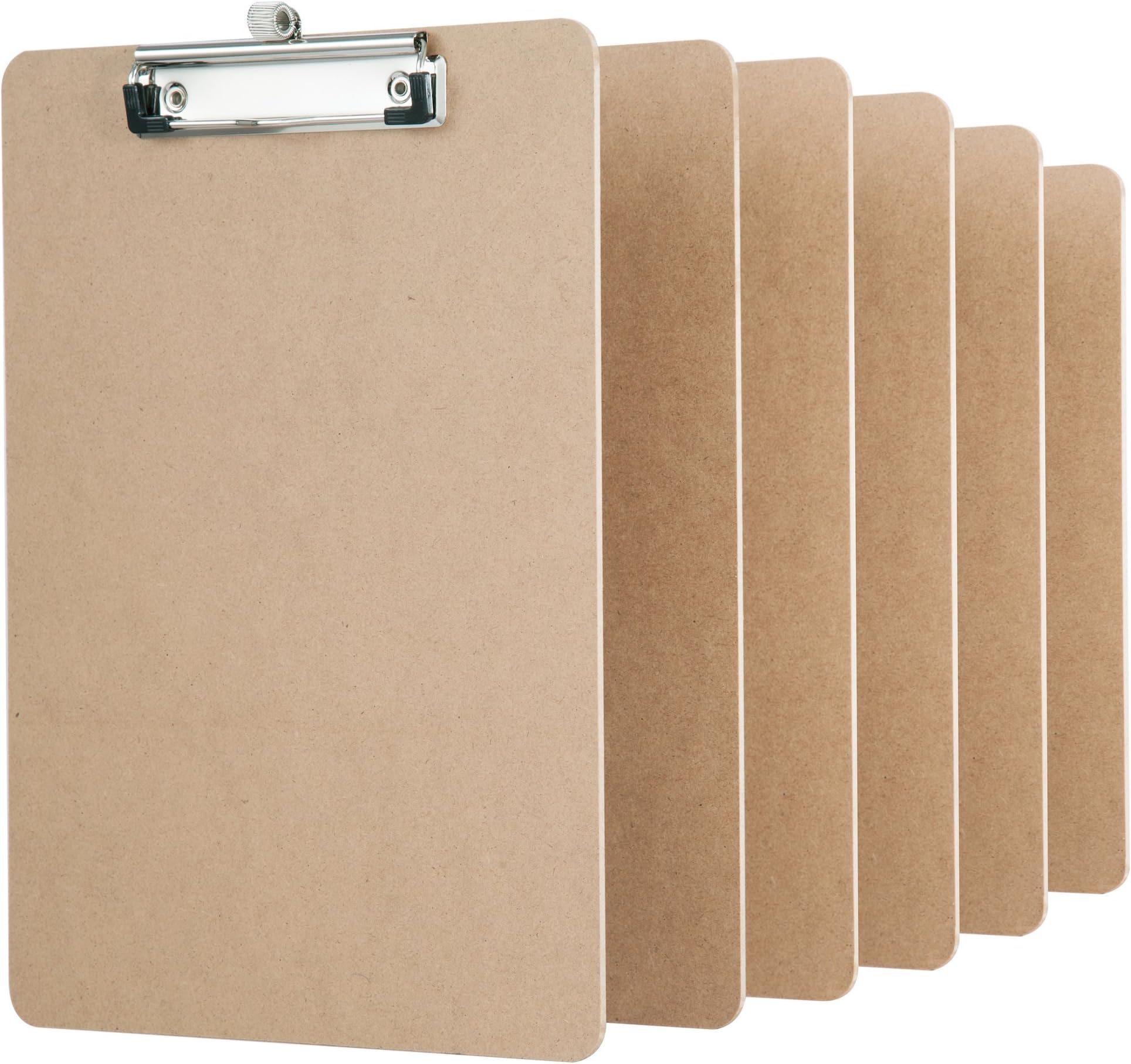 OrgaNice Clipboard [6 Clipboards] - Sturdy 3mm MDF Construction - Retractable Hanging Hook - Mesh Loop Pen/Pencil Holder - Usage: Coaches, Medical, Contractor, Ticket, Basketball, Nursing