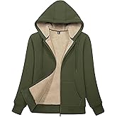 MAGCOMSEN Womens Zip Up Hoodies Sherpa Lined Fleece Thermal Jacket Full Zip Winter Warm Casual Thick Coats Pockets