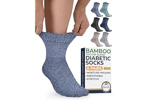 Pembrook Diabetic Socks Men & Women - 6 Pairs Ankle Length Bamboo Socks for Women and Men