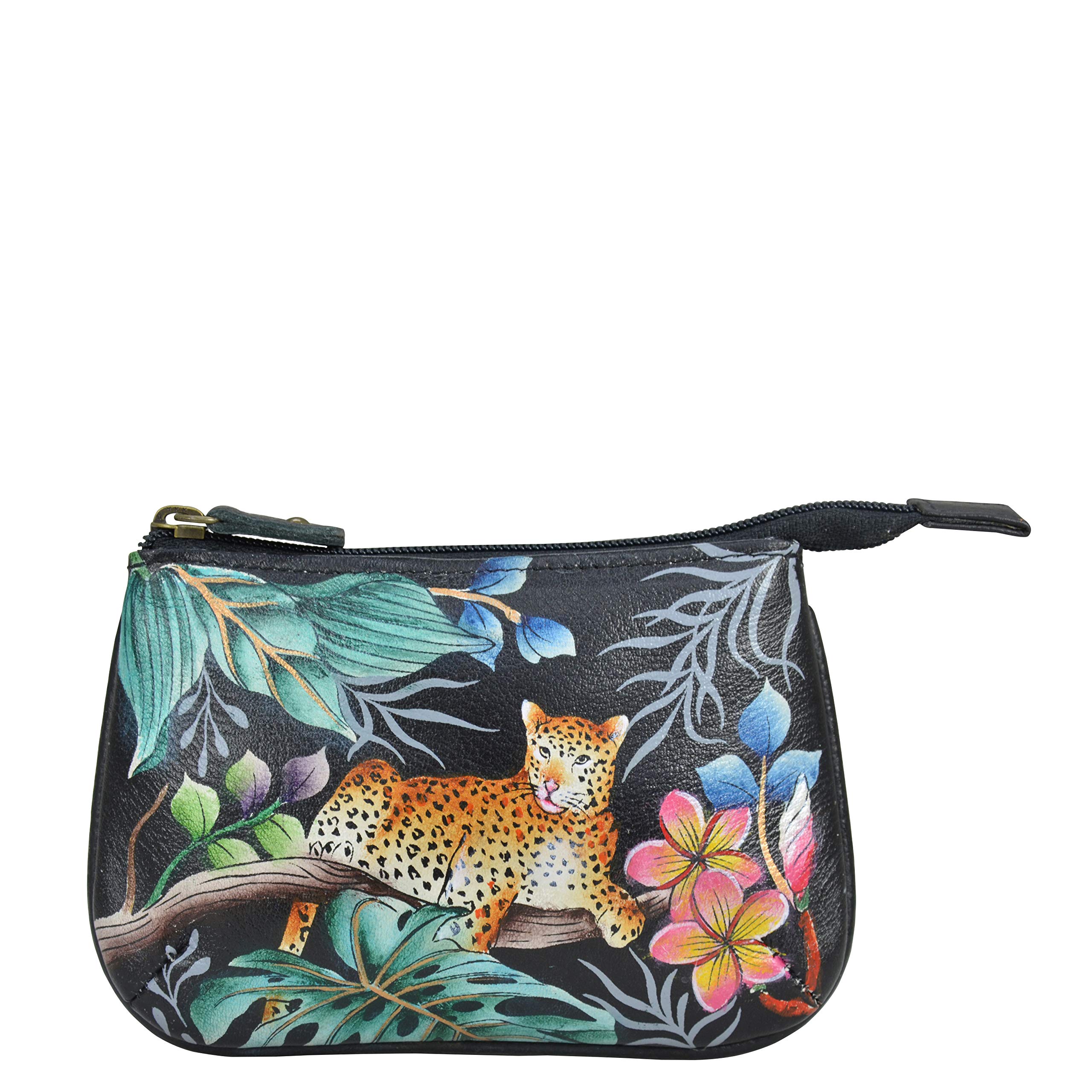 Anuschka Women’s Hand-Painted Genuine Leather Medium Zip Pouch - Jungle Queen