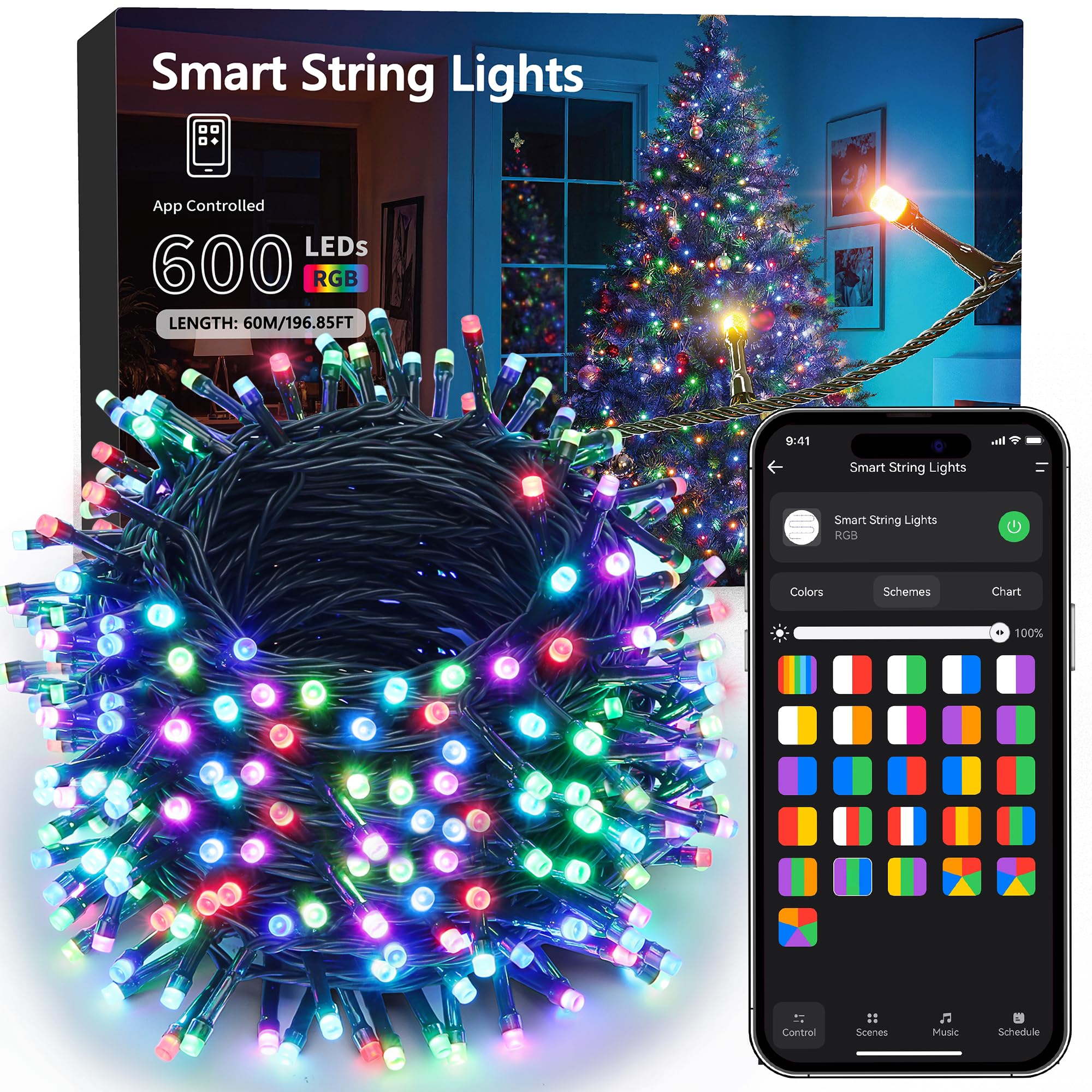 Photo 1 of Brizled Smart Christmas Lights, 196ft 600 LED Smart WiFi Color Changing String Lights App Controlled, RGB Christmas Tree Lights Work with Alexa & Google Home for Halloween Indoor Outdoor Decor