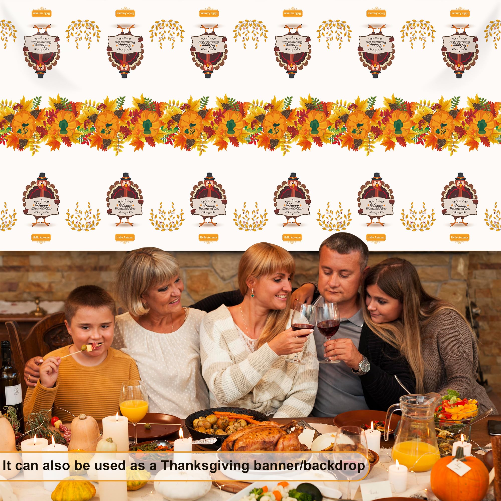 OHOME 3 Pack Thanksgiving Tablecloth Disposable - Fall Thanksgiving Party Supplies for Thanksgiving Table Decor | Friendsgiving Party Decorations | Thanksgiving Decorations 54