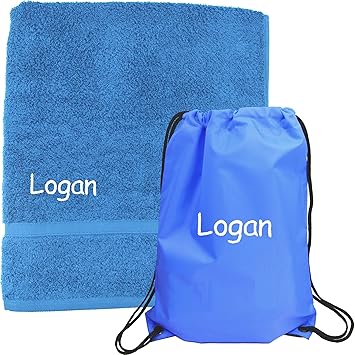 personalised swimming towel and bag