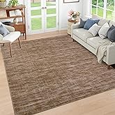 RUGSREAL 9x12 Solid Area Rug for Living Room Bedroom Washable Dining Room Throw Carpet with Rubber Backing Rug Large Modern Solid Color Rug Contemporary Area Rug for Home Office, Taupe