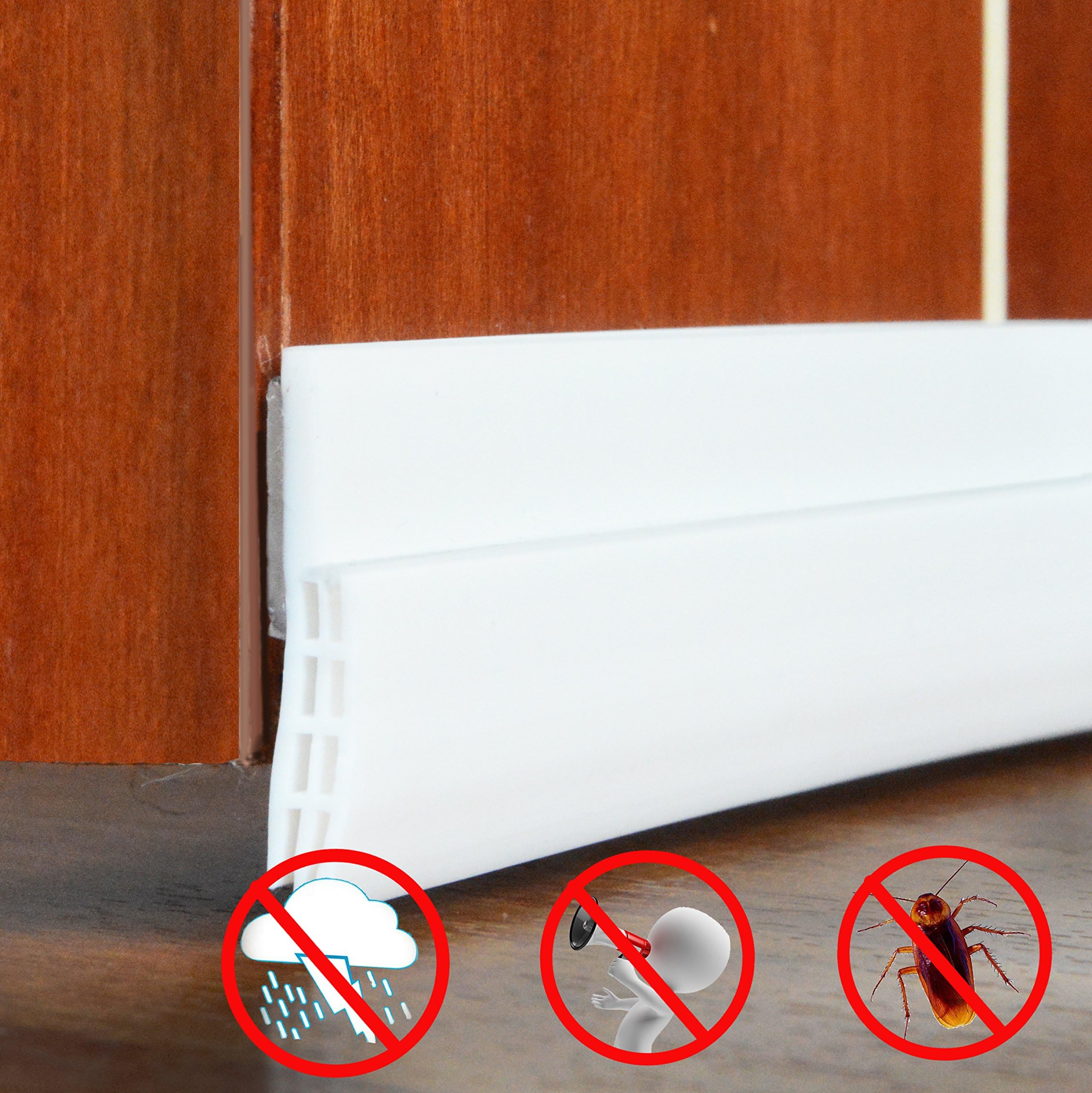 Under Door Sweep Weather Stripping Soundproof Door Draft Stopper Direct Energy Saver for Door Bottom Seal, 2’’ Width×39’’ Length(White)